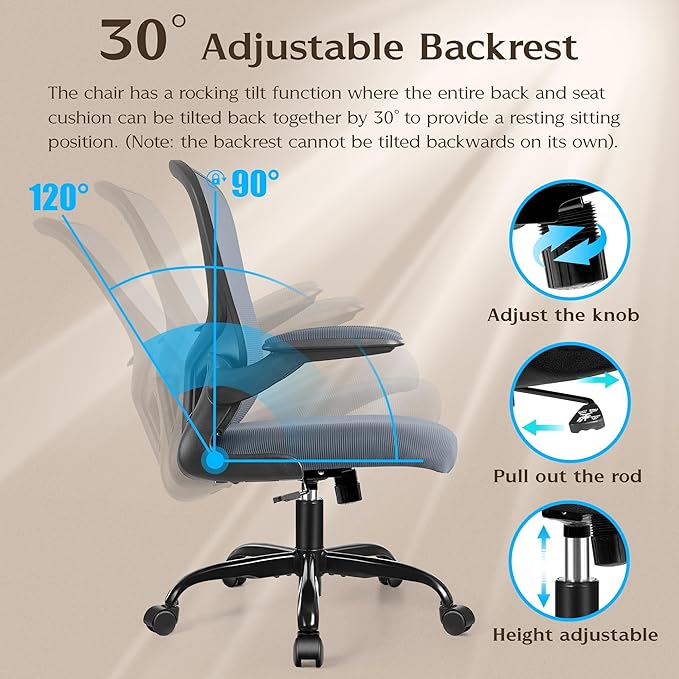 FelixKing Office Chair, Ergonomic Desk Chairs with Wheels Home Mesh Chair Adjustable Lumbar Support and Height, Ergo Chair for Working Gaming Use (Dark Gray)