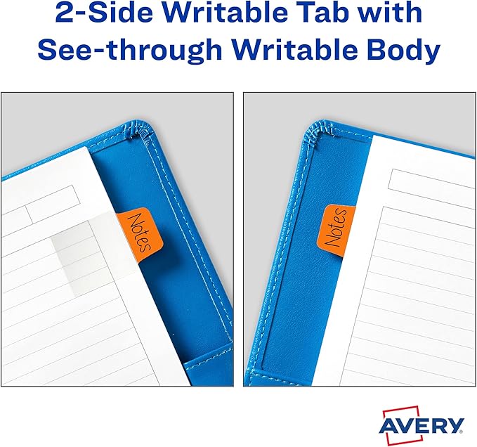 Avery Mini Ultra Tabs, 1" x 1.5", 2-Side Writable, Assorted Primary Colors, 80 Repositionable Tabs (74763)