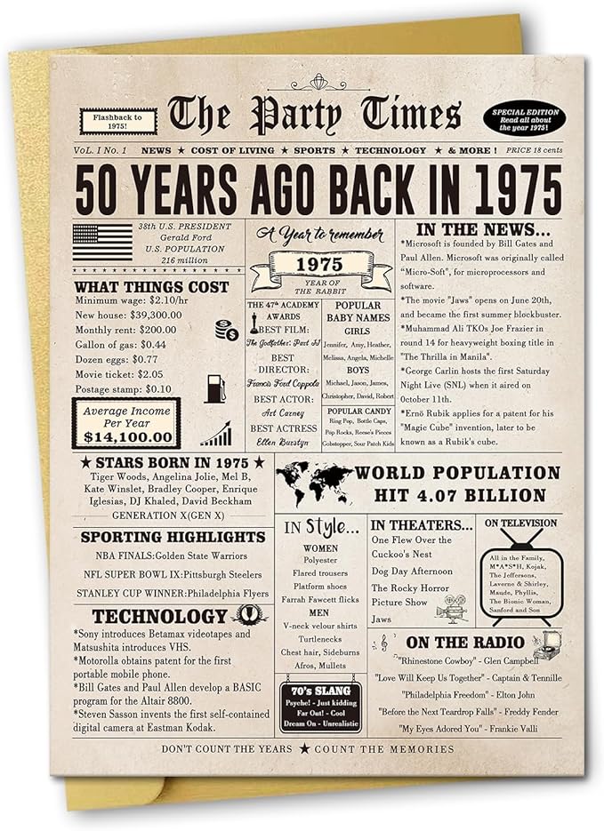 Ziwenhu Large 50 Years Old Birthday Gifts for Women Men,Happy 50th Birthday Card for Husband Wife,50 Anniversary Card Gifts for Mom Dad,50th Birthday Decorations