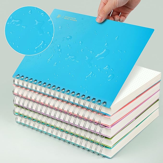 EMSHOI B5 Spiral Notebook Bullet Dotted Journal, Large 7.48" X 10.15", 300 Pages/150 Sheets, 100gsm Dot Grid Paper, Waterproof Hardcover, for Office School Women Men Work Writing Notes-Blue
