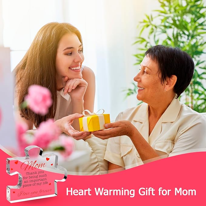 VELENTI Engraved Acrylic Block Puzzle - Mom Present, 4.1 x 3.5 inch - Cool Mom Gift from Daughter, Son, Dad - Heartwarming Birthday
