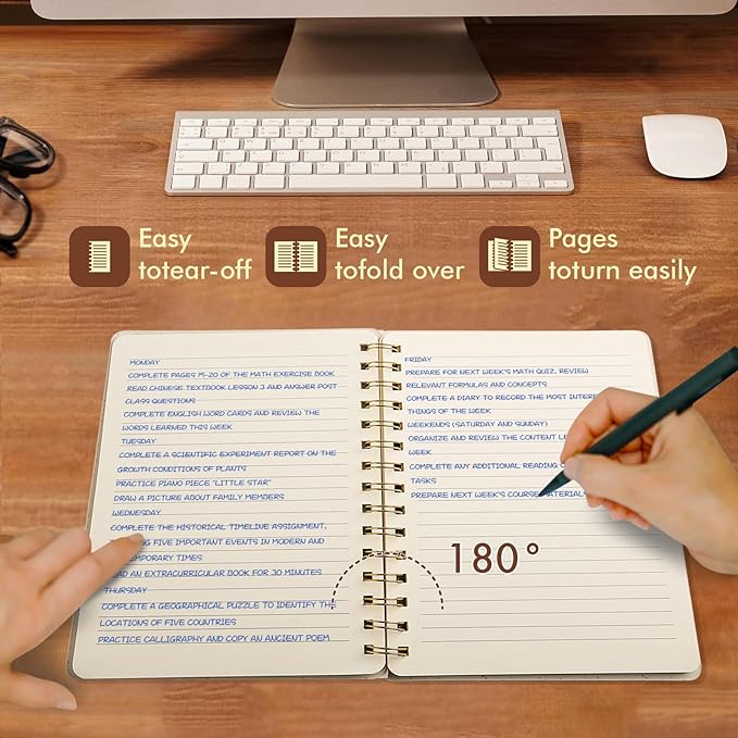 Lined Spiral Notebook College Ruled A5 Journal Book for Note Taking, 160 Pages Writing Journal for Office and Home School Supplies 5.75x8.125 inch (Pink/MintGreen/Violet)