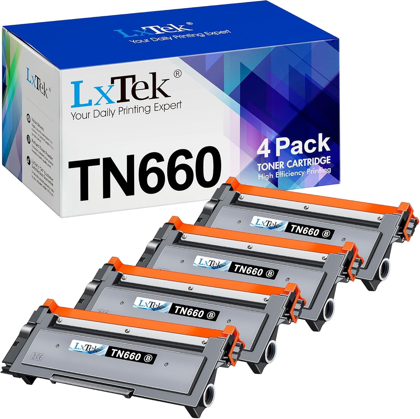 LxTek Compatible Toner Cartridge Replacement for Brother TN660 TN-660 TN630 TN-630 to use with HL-L2300D HL-L2380DW HL-L2340DW HL-L2320D MFC-L2740DW DCP-L2540DW Printer(4 Pack,Black), High Yield