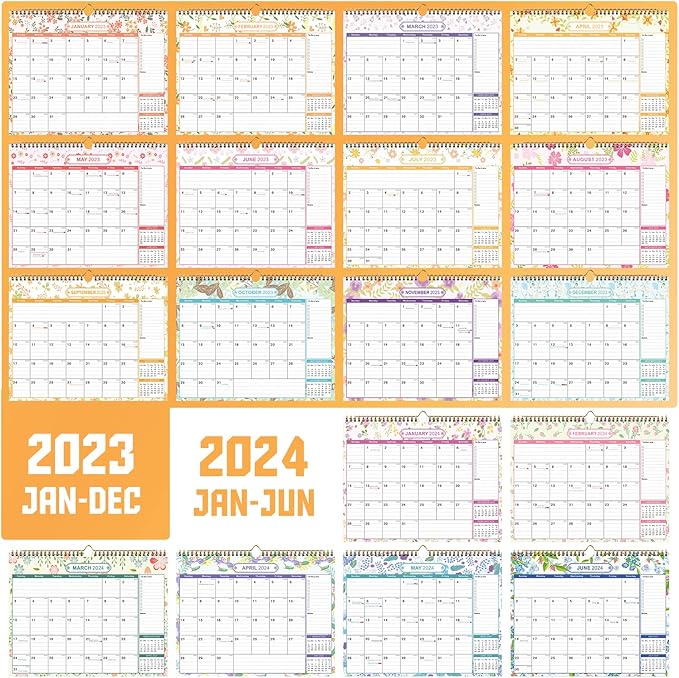 2025-2026 Wall Calendar - 18 Month Calendar from January 2025 - June 2026, 15" x 11.5", Large Blocks, Two-Wire Binding for Planning and Organizing for Home or Office, with Julian Dates