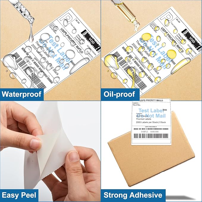 9527 Product Fanfold 4 x 6 Direct Thermal Labels White Perforated Shipping Labels,1000 Labels per Stack,4 Stacks Total 4000 Labels
