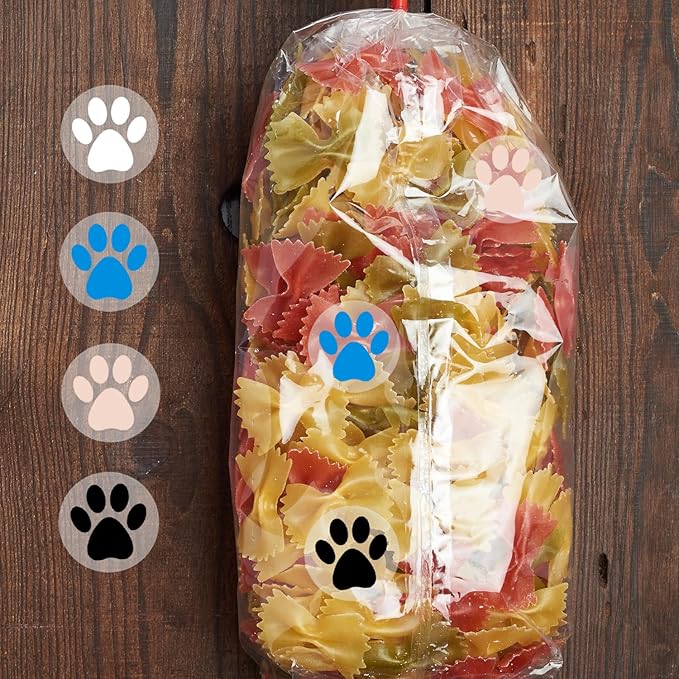 Paw Print Stickers,1.5" Clear Round Bear Paw Print Stickers Dog Puppy Paw Stickers Bear Paw Stickers with Perforation Line (500 PCS,White)