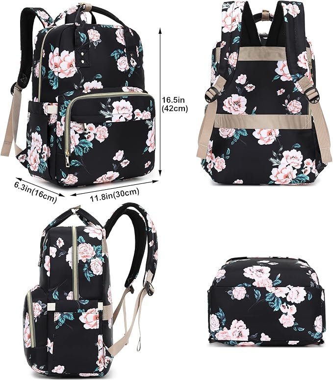 Floral Laptop Backpack College Bookbag School Backpack for Women Girls, Travel Backpack 15.6 Inch Computer Backpacks