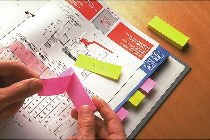 Post-it Page Markers, Assorted Colors, 1/2 in x 2 in, 100 Sheets/Pad, 5 Pads/Pack (670-5AN)