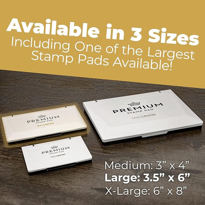 Premium Stamp Pad Large Size 3.5" x 6" - for Traditional Rubber Stamps - Felt Pad Black Color