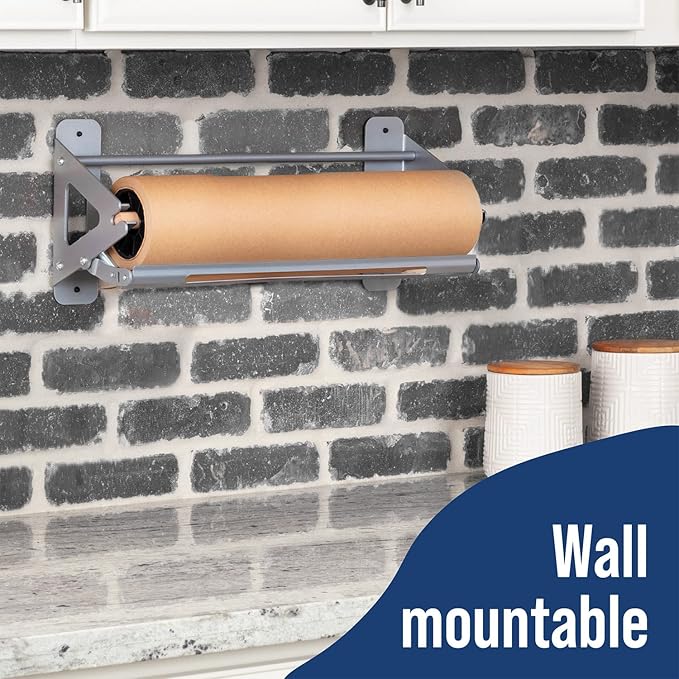 DIY Crew 36 Inch Paper Roll Dispenser and Cutter - Heavy-Duty Wall Mountable, Non Slip Tabletop - Kraft, Freezer, Butcher Paper - Up to 1000ft Rolls
