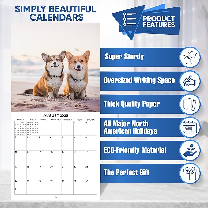 2025 Corgis Monthly Wall Calendar | 12" x 24" | Thick Sturdy Paper | Dog Calendar 2024-2025