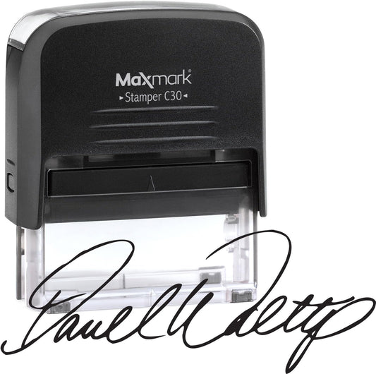 MaxMark Medium Custom Signature Stamp - Self-Inking, Black Ink, Rectangular Shape, Customize with Your Signature