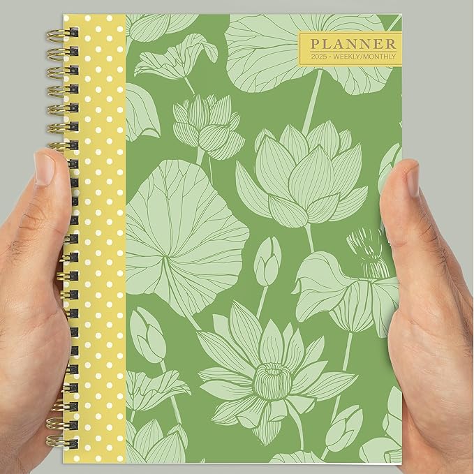 TF PUBLISHING 2025 Lotus Medium Weekly Monthly Planner Case of 32 - Habit & Task Trackers - Planner Monthly and Weekly with Organizer Stickers - 12 Month Calendar Planner - 6.5" x 8"