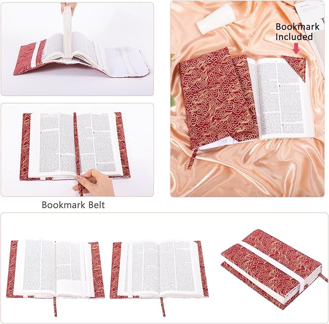Book Covers with Corner Bookmark - Fabric Dust Jackets for Books - Book Protector for Book Lovers - Book Covers for for Paperbacks,Hardcover,Bibles - Soft Cover Book Sleeve for AA Books