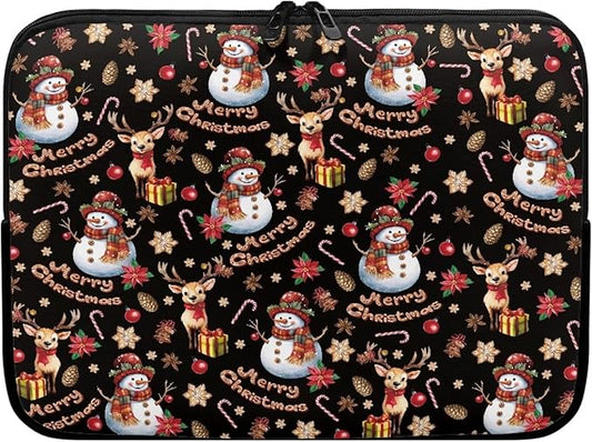 Christmas Snowman Laptop Sleeve for Women 15 inch Laptop Protector with Multiple Uses Computer Carrying Case Portable Tablet Bag Lap Top Case Men Laptop Protector