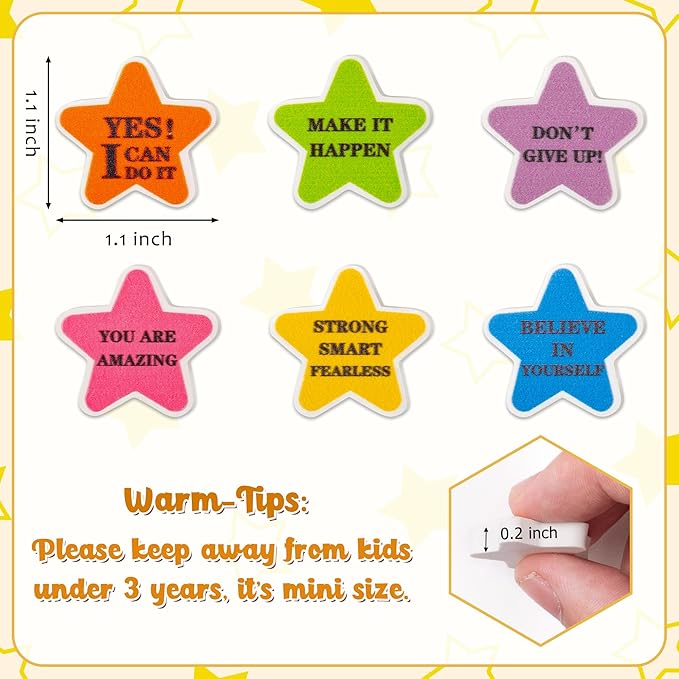Star Mini Erasers Bulk - Colorful Motivational Star 3D Desk Pet Inspirational Mini Pencil Rubber Eraser Bulk Cute Star-Shaped Novelty Miniture Gift School Reward Party Favor Pack Game Prizes