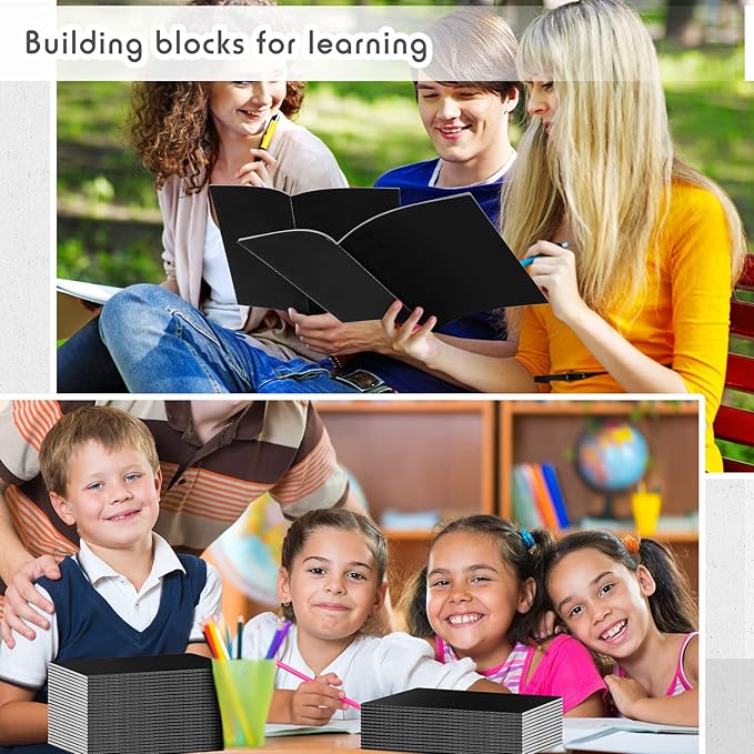 Handepo 100 Pack Composition Notebooks Ruled Lined Kraft Notebooks Bulk Soft Cover Journals Travel Diary Memo for Students Classroom Office Supplies(A5,Black)