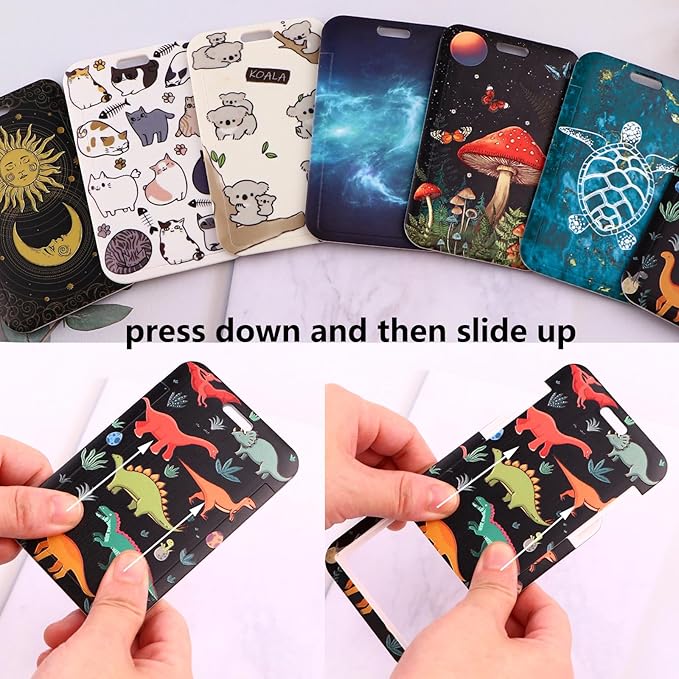 ID Badge Holder with Lanyard & Retractable Badge Reel Cute Key Lanyard for Women Men Girls for ID Badges Aesthetic Nurse Keychain Neck Lanyard for Keys, Cool Goth Moon Sun Reel Car Key Lanyard