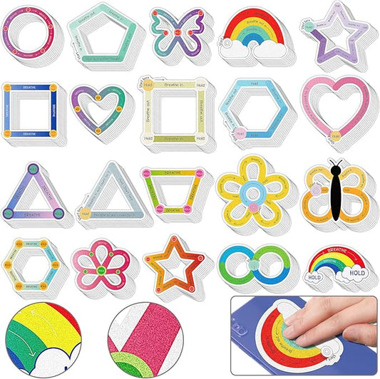 80 Pcs Anxiety Sensory Stickers with Inspirational Quotes Calm Textured Strips Relief Mental Health Stickers School Office Adhesive Sensory Tape Anti Stress Toys for Adults Teens (Vibrant)