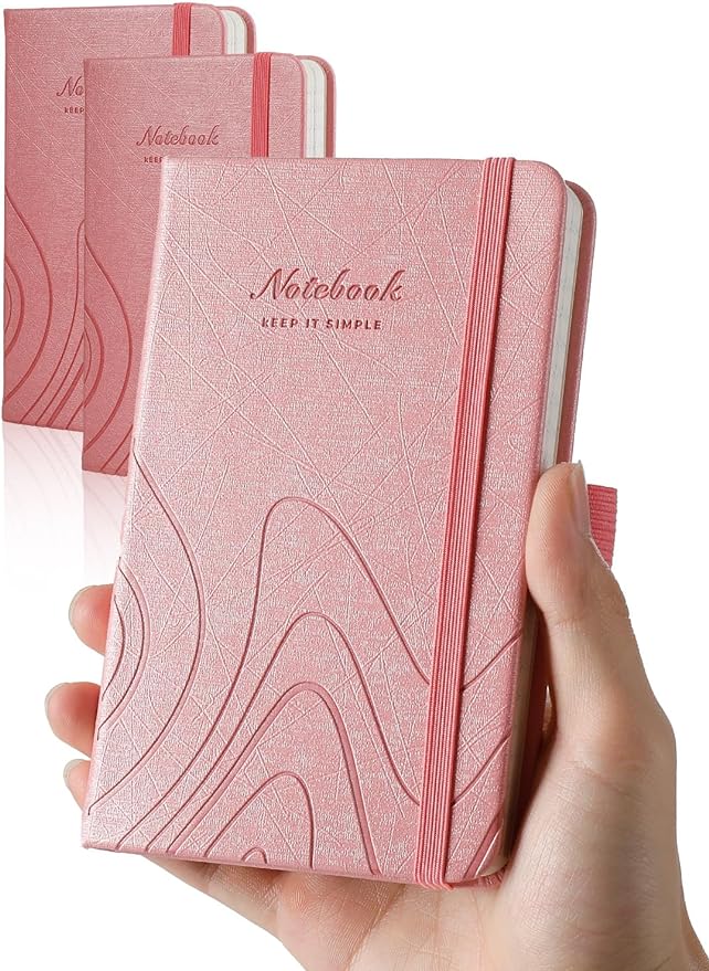 AISBUGUR Pocket Notebook, Small Notebook, 2-Pack Total 320 Pages,3.7" x 5.7" Pocket Notebook (2 Pack, Pink)