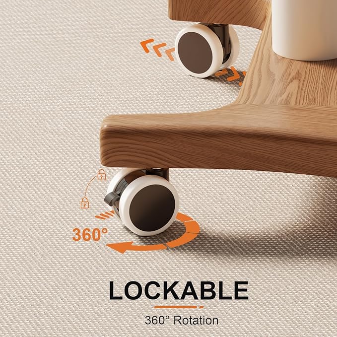 Rolling Standing Desk,Rolling Desk Adjustable Height with Wheels Rolling Desk for Home Office, Bedroom,Couch（Walnut）