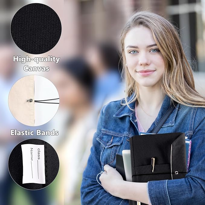 Canvas Book Cover - Washable & Adjustable Covers for Paperback & Hardcover, Pockets for Pen, Book Lovers Gift