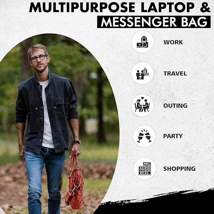 Genuine Leather Laptop Bag For Men 15 Inch, Messenger Bag For Women