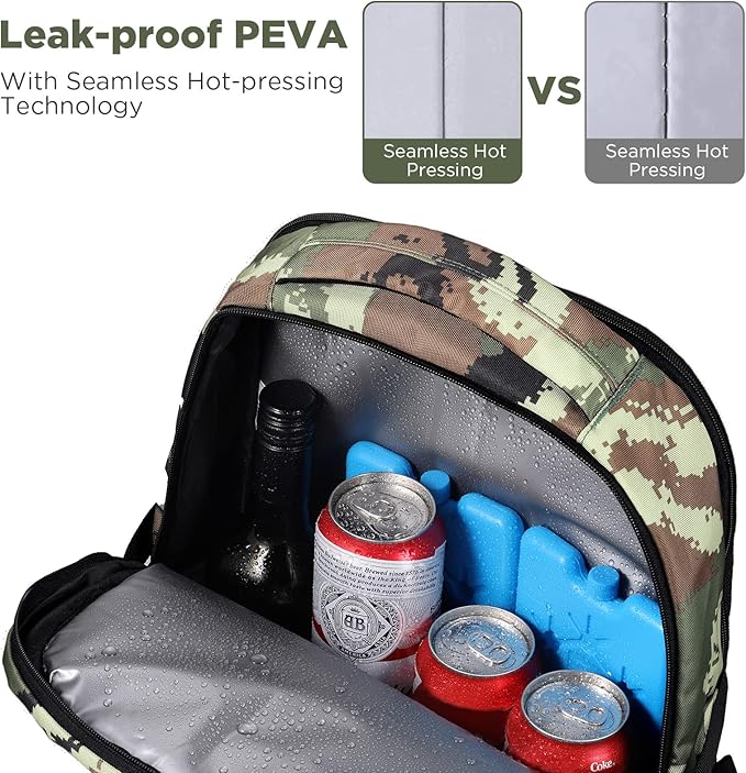 OUTXE Cooler Backpack Insulated 22L Lunch Backpack Cooler Bag Daily Backpack Work-Camo