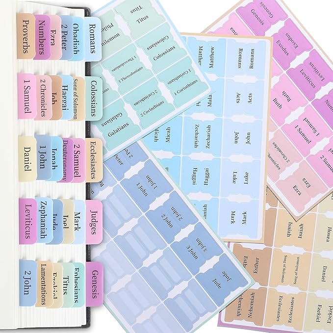 Mr. Pen- Bible Tabs, 75 Tabs, Pastel Colors, Laminated Bible Tabs for Women and Men, Bible Tabs for Study Bible, Bible Index Tabs, Bible Book Tabs, Bible Labels Tabs, Mr Pen Bible Tabs