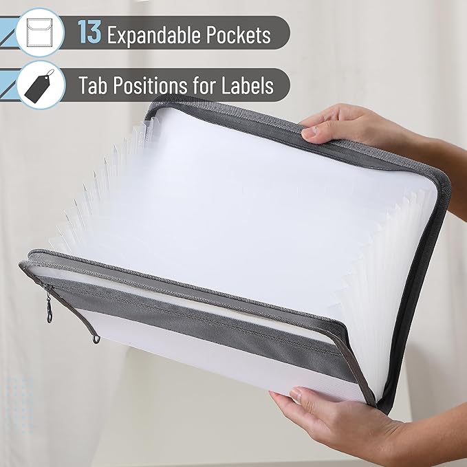 Mr. Pen- Accordion File Organizer, 13 Pockets, White, Document Organizer, Expanding File Folder Organizer, Accordion Folders for Documents, Accordian Folder, Accordian File Organizer