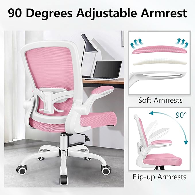 FelixKing Ergonomic Office Chair, Adjustable Height, Lumbar Support, Breathable Mesh Fabric, Durable and Reliable, Pink