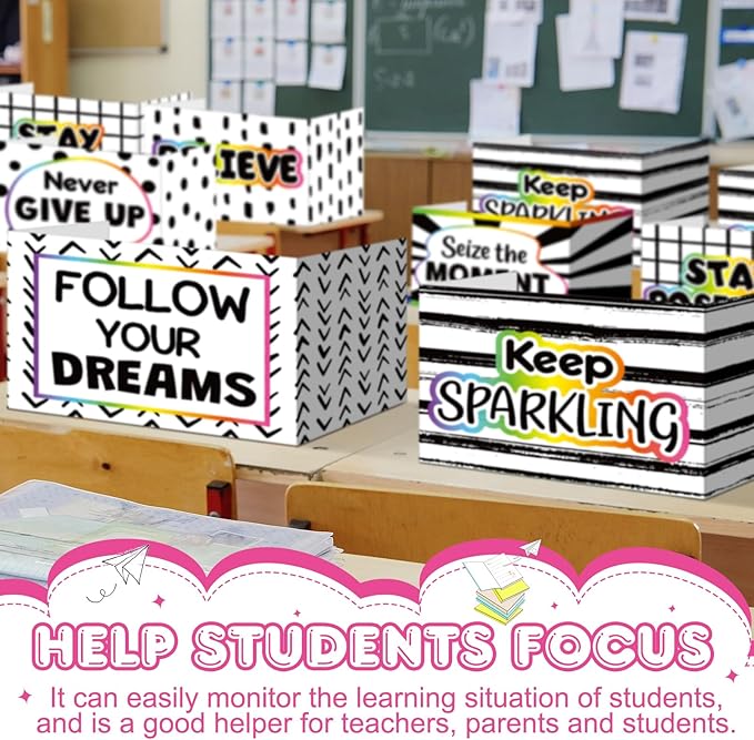 Honoson 24 Pcs Bulk Inspirational Privacy Folders for Students Cardboard Test Privacy Boards Motivational Words Desk Dividers Shield for Classroom School Study Supplies, 6 Styles(Polka Dot)