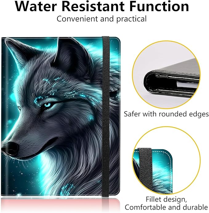 Wolf PU Leather Padfolio Clipboard Notepad with Pen Loop and Elastic Strap Interview/Resume Document Organizer for Business School Office