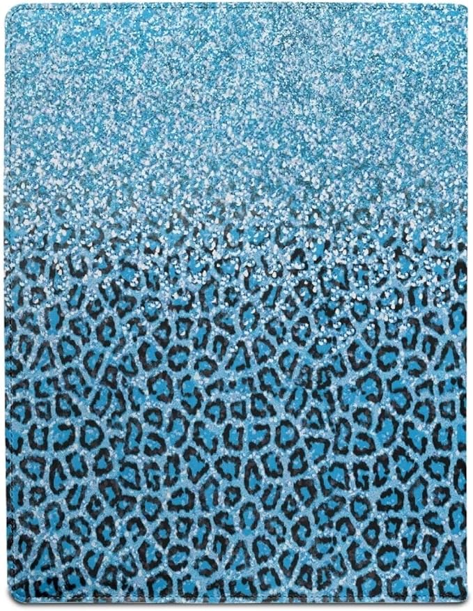 Office Folder Blue Leopard Print PU Leather Padfolio with A4 Size Clipboard Clip for Business Resume Interview Document Sleeve Binder Folder for Men/Women