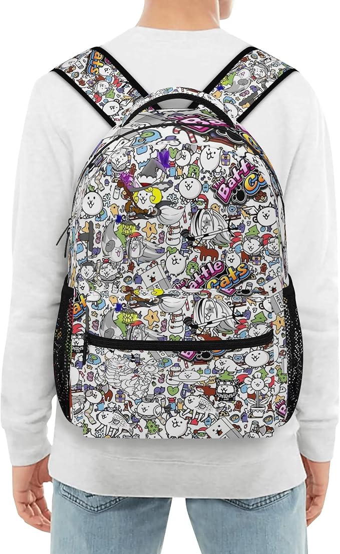 Cat Gaming Backpack Kids School Bag Lightweight Daypack Travel Laptop Bag Women Men Bookbags