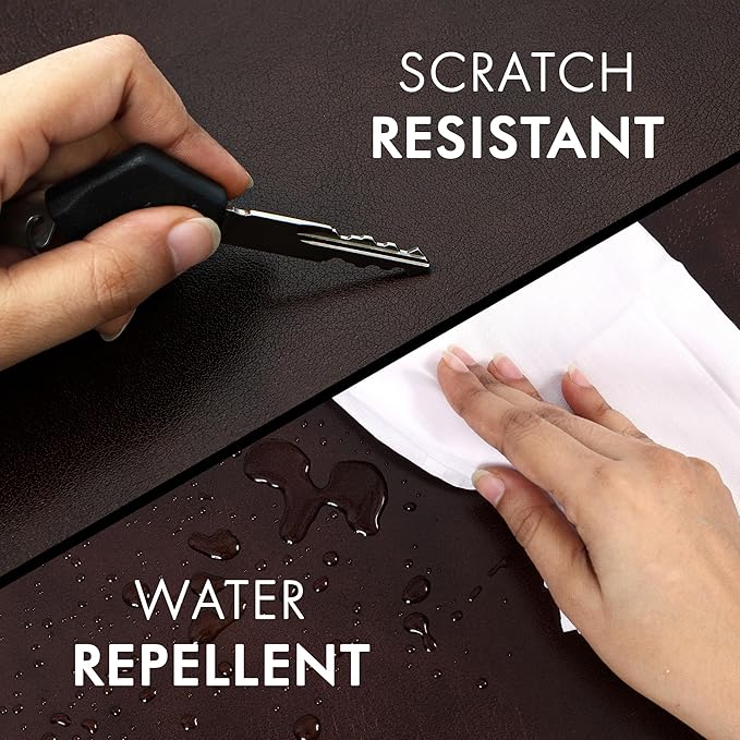 Elizo Leather Desk Mat Desk Pad Blotter Set - Real Full-Grain Leather (32x16) 2-Layer Genuine Desk Cover Protector & Large Mouse Pad | Computer Keyboard Desk Accessories for Office & Home Java