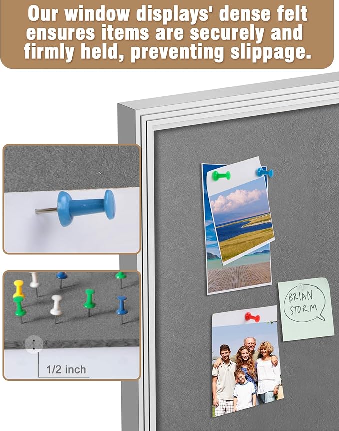 36"x72" Enclosed Bulletin Board, Outdoor Lockable Weather-Resistant Aluminum Cork Noticeboard for School & Office, Silver Frame w/Grey Flet