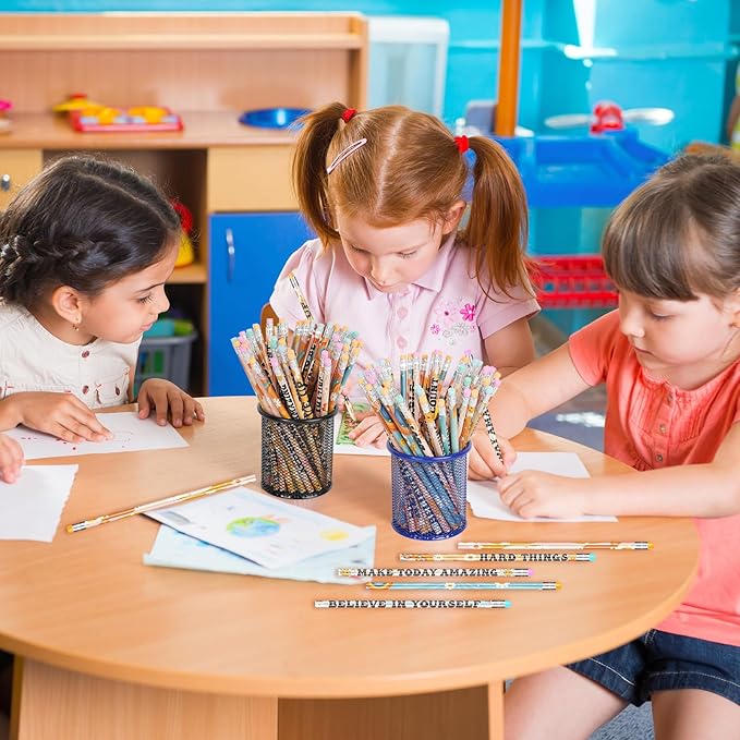 60 Pcs Retro Motivational Pencils Bulk, Inspirational School Pencils for Classroom, Cute Wood Pencils with Encourage Positive Saying, Back to School Supplies for Kids Student Teacher Classroom Reward