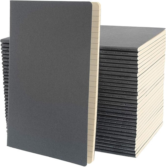 Simply Genius A5 Notebooks for Work, Travel, Business, School & More - College Ruled Notebook - Soft Cover Journal for Women & Men - Lined Note Books with 92 Pages, 5.5" x 8.3" (Gray, 30 Pack)