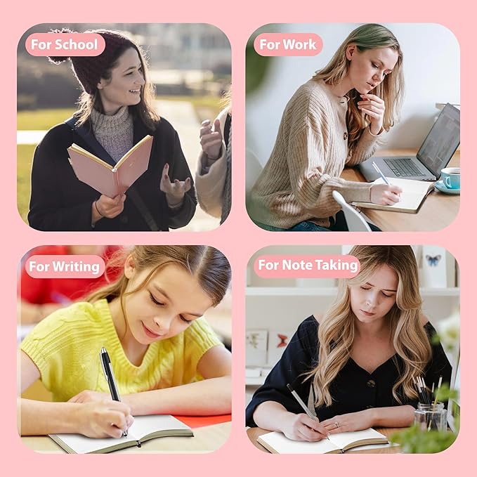 CAGIE Lined Journal Notebook for Women and Girls 256 Pages Cute Diary with Heart-Shaped Leather Journals for Writing A5 Soft Cover Notebooks for Work School (Pink Gradient, A5)