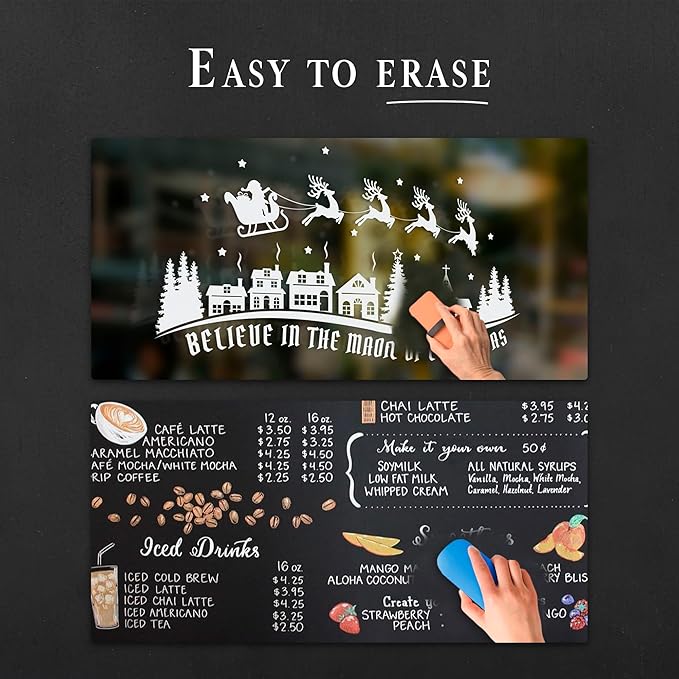 6 Extra Fine Tip White Chalk Markers | 1mm Tip | For Windows, Blackboard, Dry Erase Board, Chalkboards, Glass, Easy Erase | White Chalk Pens Fine Tip