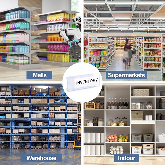 30 Pcs Label Holder Shelf Labels, Wire Shelf Label Holder with Label Paper Inserts, Shelf Labels for Wire Shelving, Metro Shelving Clips Plastic Label Holder Compatible with 1-1/4in Shelves