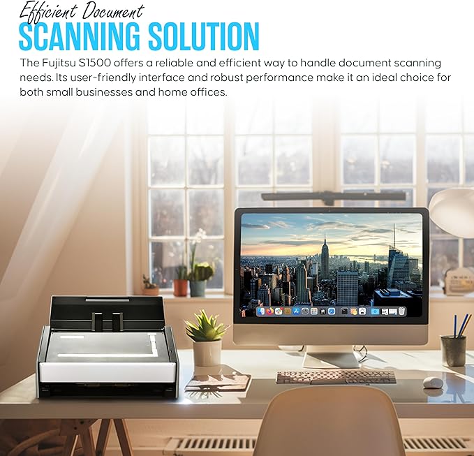 S1500 FUJITSU ScanSnap Sheet-Fed Document Used for Paper Feed Detectio - 1 Year Warranty - with Automatic Document Feeder, 24V AC Adapter, USB 2.0 Cable, Power Cord (Renewed)