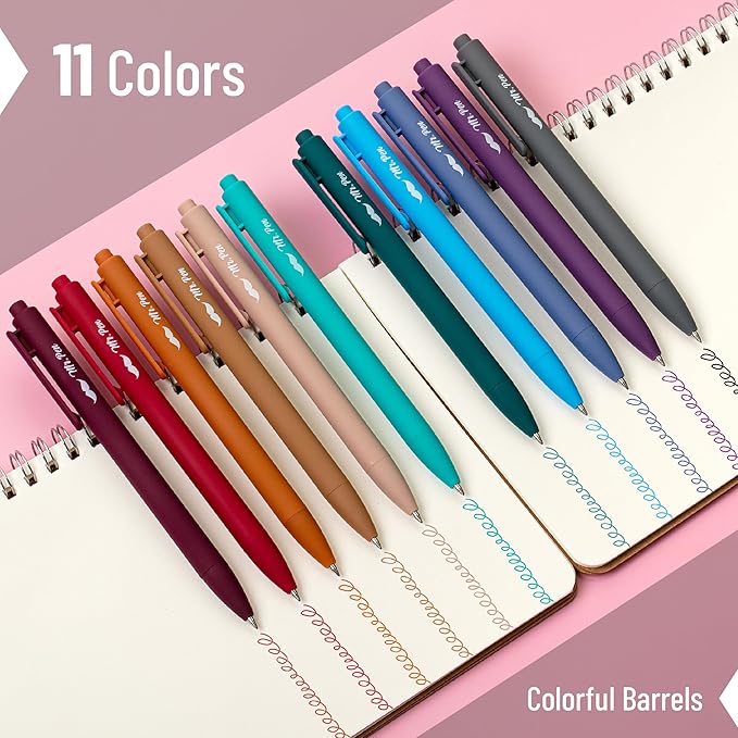 Mr. Pen- Retractable Gel Pens, 11 Pack, Unique Dark Vintage Ink Colors Gel Pens Fine Point 0.7mm, Vintage Pen, Retractable Pens, Gel Ink Pens, Aesthetic Pens for Journaling Fine Tip Pens