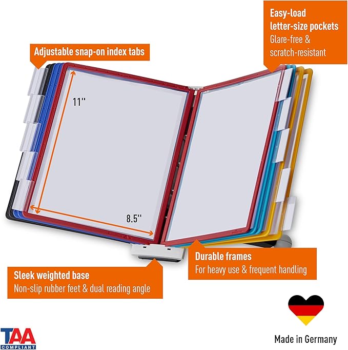 DURABLE Desktop Reference System, 10 Double-Sided Panels, Letter-Size, Assorted Colors, SHERPA Design (554200)