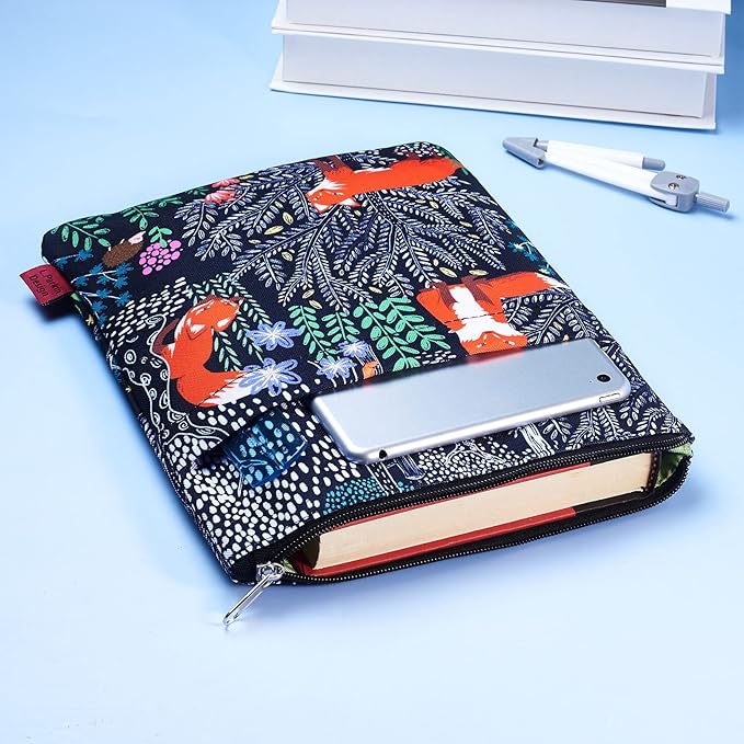 Book Sleeve for Book Lovers, Bookish Book Protector, Book Covers for Paperbacks, Washable Fabric, Book Sleeves with Zipper, Medium 11 Inch X 8.7 Inch