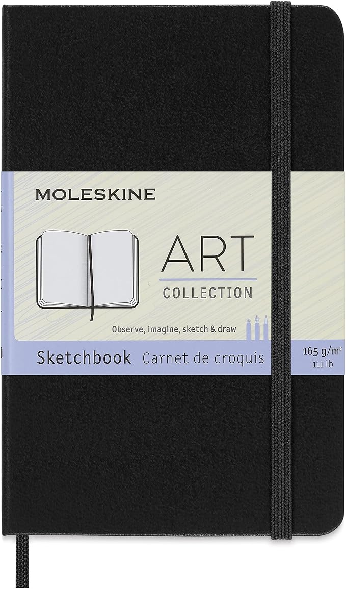 Moleskine Art Sketchbook, Hard Cover, Pocket (3.5" x 5.5") Plain/Blank, Black, 80 Pages