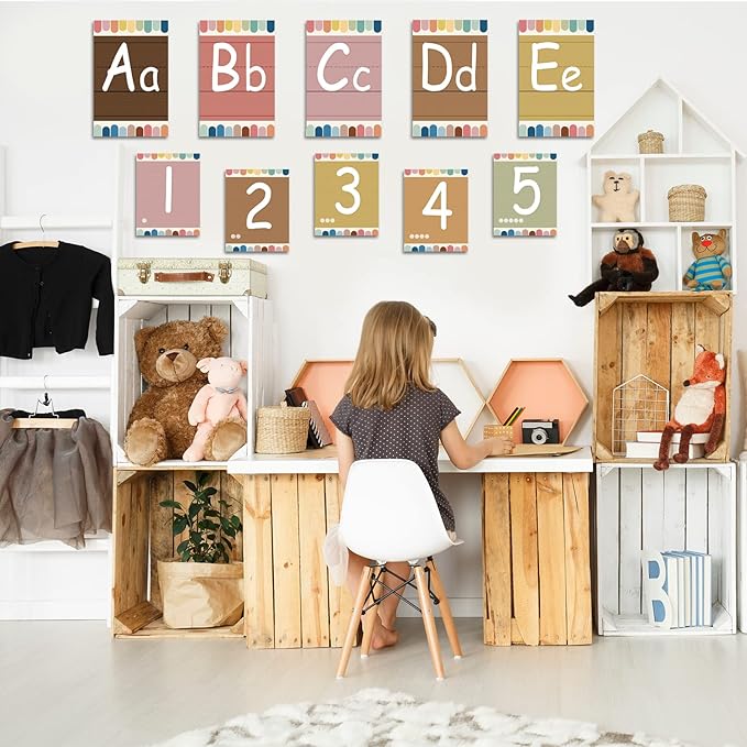 Bulletin Board Letters - ABC Alphabet Poster Classroom Decor Set Preschool English Poster Kindergarten/Primary School Classroom Wall Decor Daycare/Homeschool Supplies 10inx5.5in