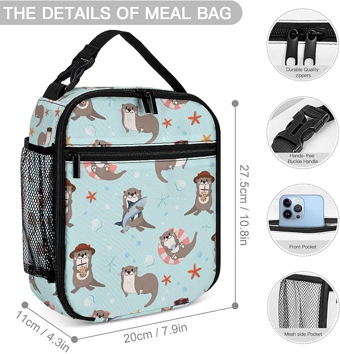 3PCS 17" Otter Backpack, Shoulders Backpack with Insulated Lunch Bag Durable Otter Laptop Bag Daypack with Multiple Pockets (Otter)