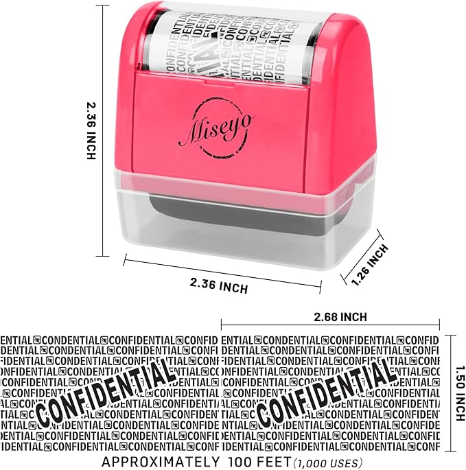 Miseyo Wide Roller Stamp Identity Theft Stamp 1.5 Inch Perfect for Privacy Protection,Anti-Theft Security Confidential Easy for Guard Personal Information Blockout - 3Pack Set (Peach)